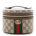 GG Supreme Monogram Textured Calfskin Web Ophidia Vanity Cosmetic Case Beige Ebony New Acero wholesalehk.shop