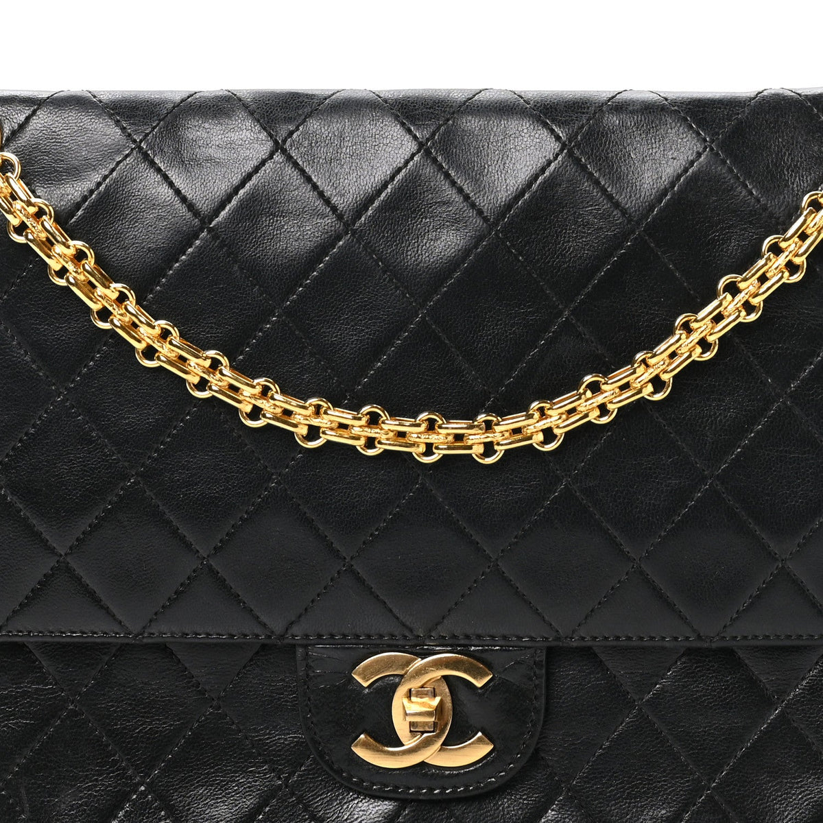 Lambskin Quilted Medium Double Flap Bijoux Chain Black wholesalehk.shop