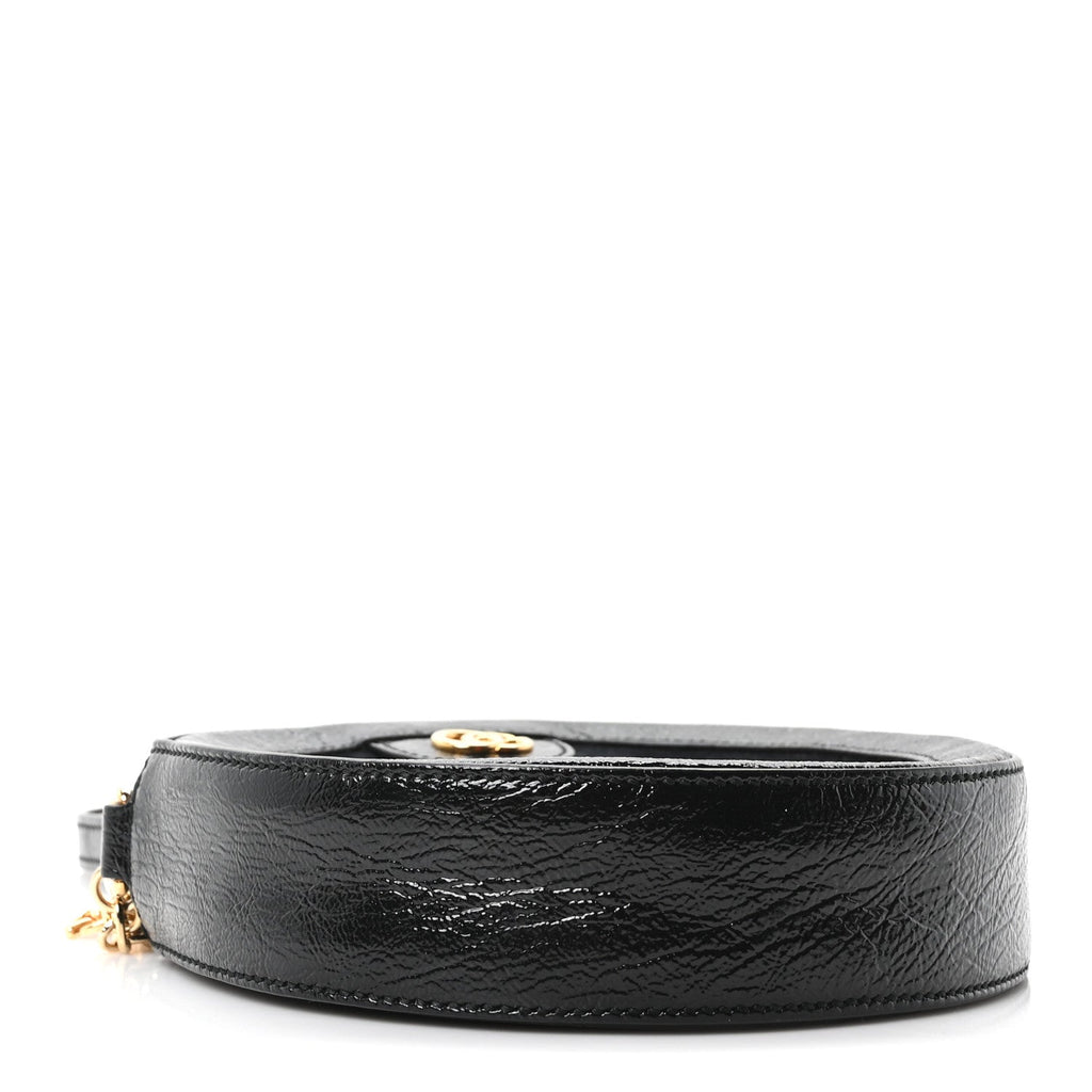 Suede Patent Web Mini Ophidia Round Shoulder Bag Black wholesalehk.shop