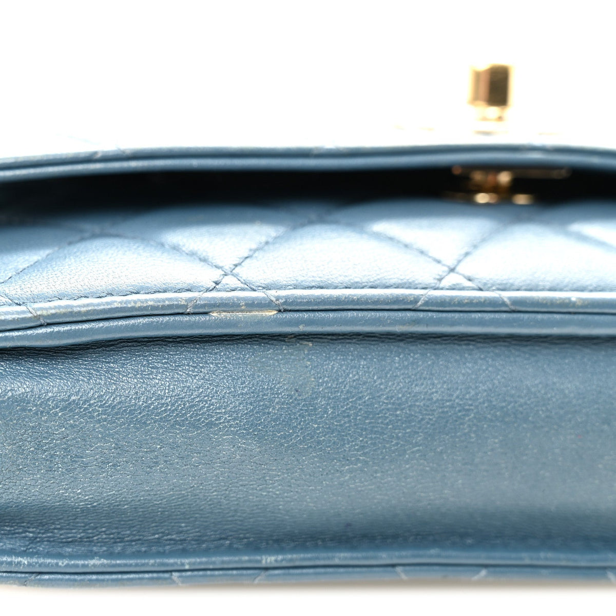 Lambskin Quilted Trendy CC Wallet On Chain WOC Blue wholesalehk.shop