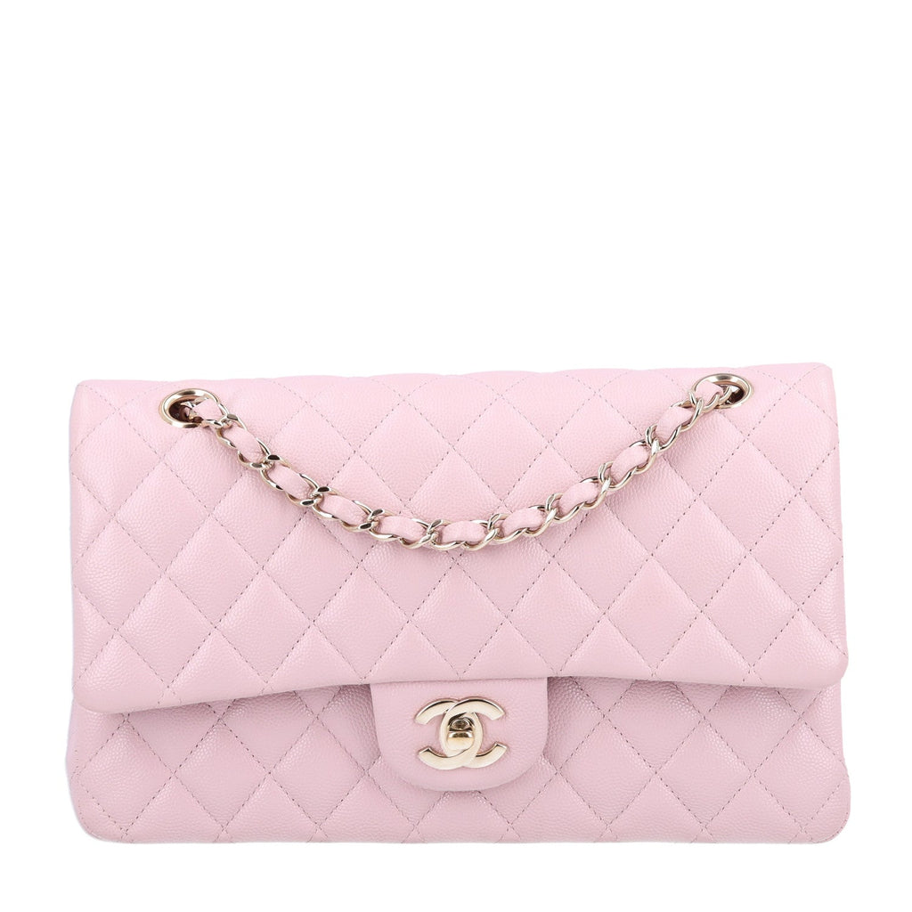 Caviar Quilted Medium Double Flap Light Pink wholesalehk.shop