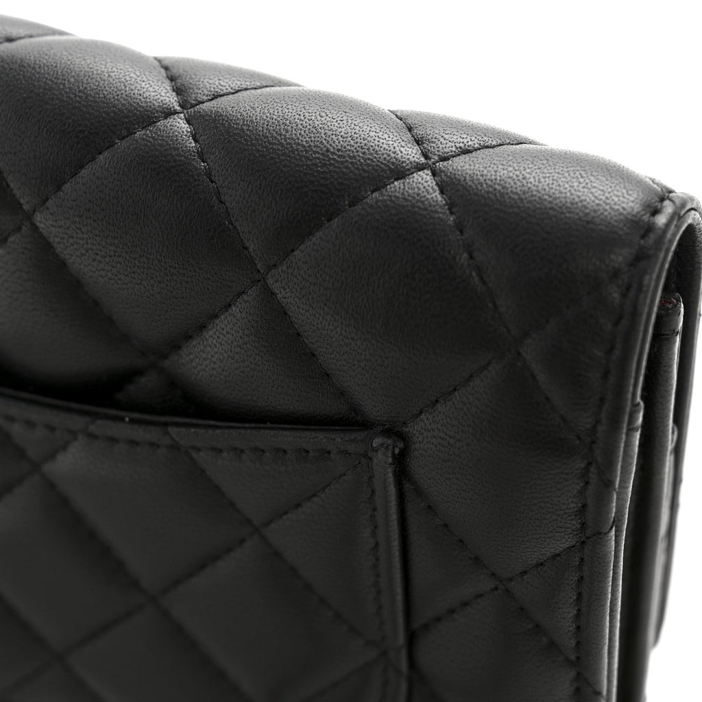 Lambskin Quilted Wallet On Chain WOC Black wholesalehk.shop