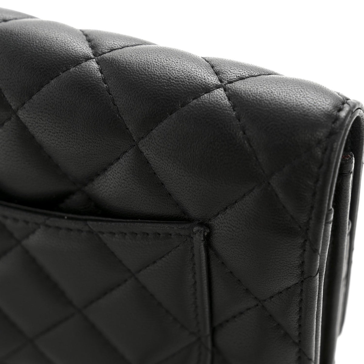 Lambskin Quilted Wallet On Chain WOC Black wholesalehk.shop