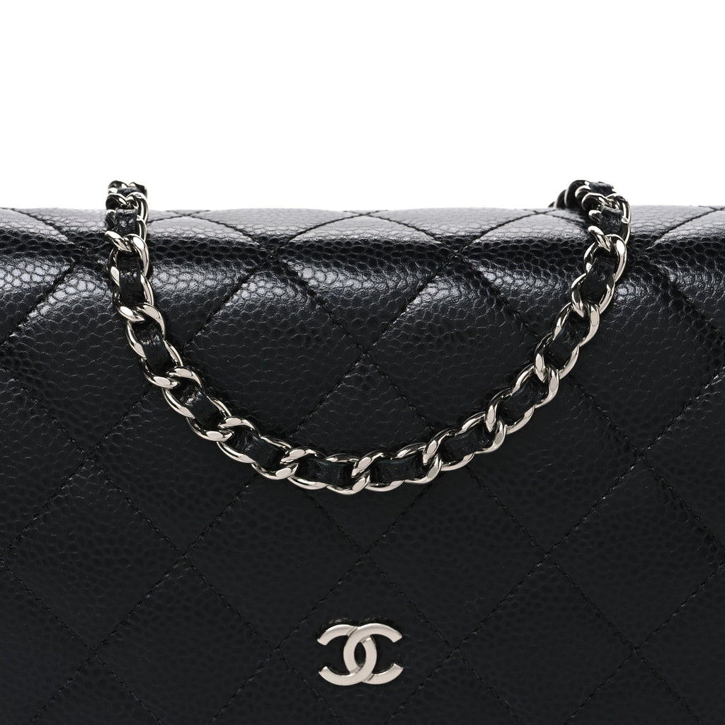 Caviar Quilted Wallet On Chain WOC Black wholesalehk.shop
