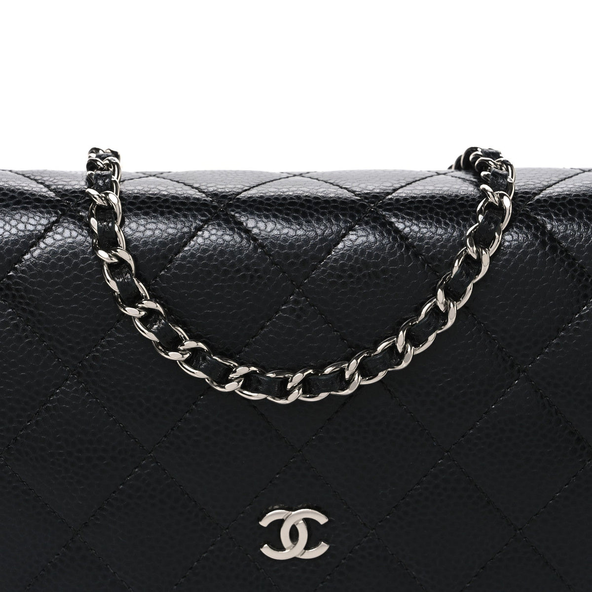Caviar Quilted Wallet On Chain WOC Black wholesalehk.shop