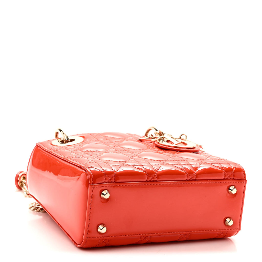 Patent Cannage Mini Lady Dior Orange wholesalehk.shop