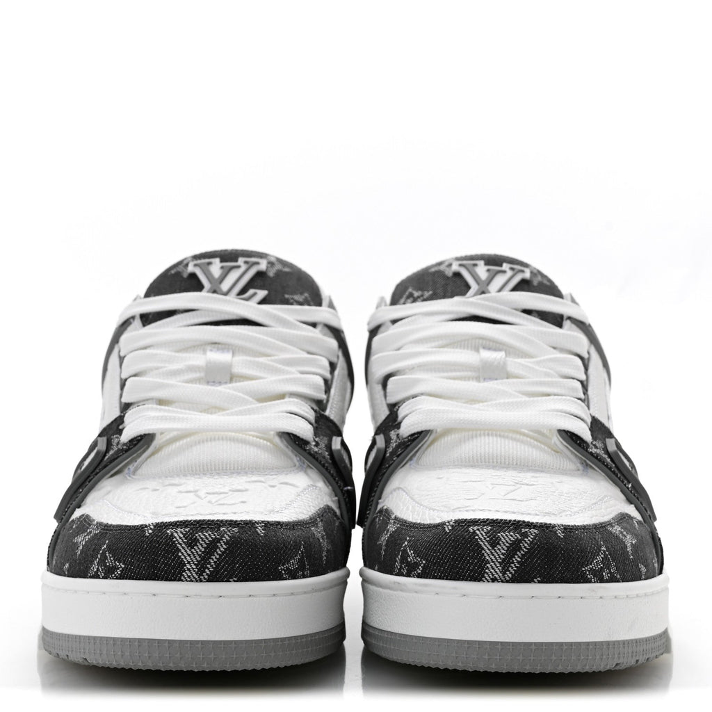 Calfskin Embossed Monogram Denim Mens LV Trainer Sneakers 10 Grey £¨ Direct shipment via from wholesalehk.shop