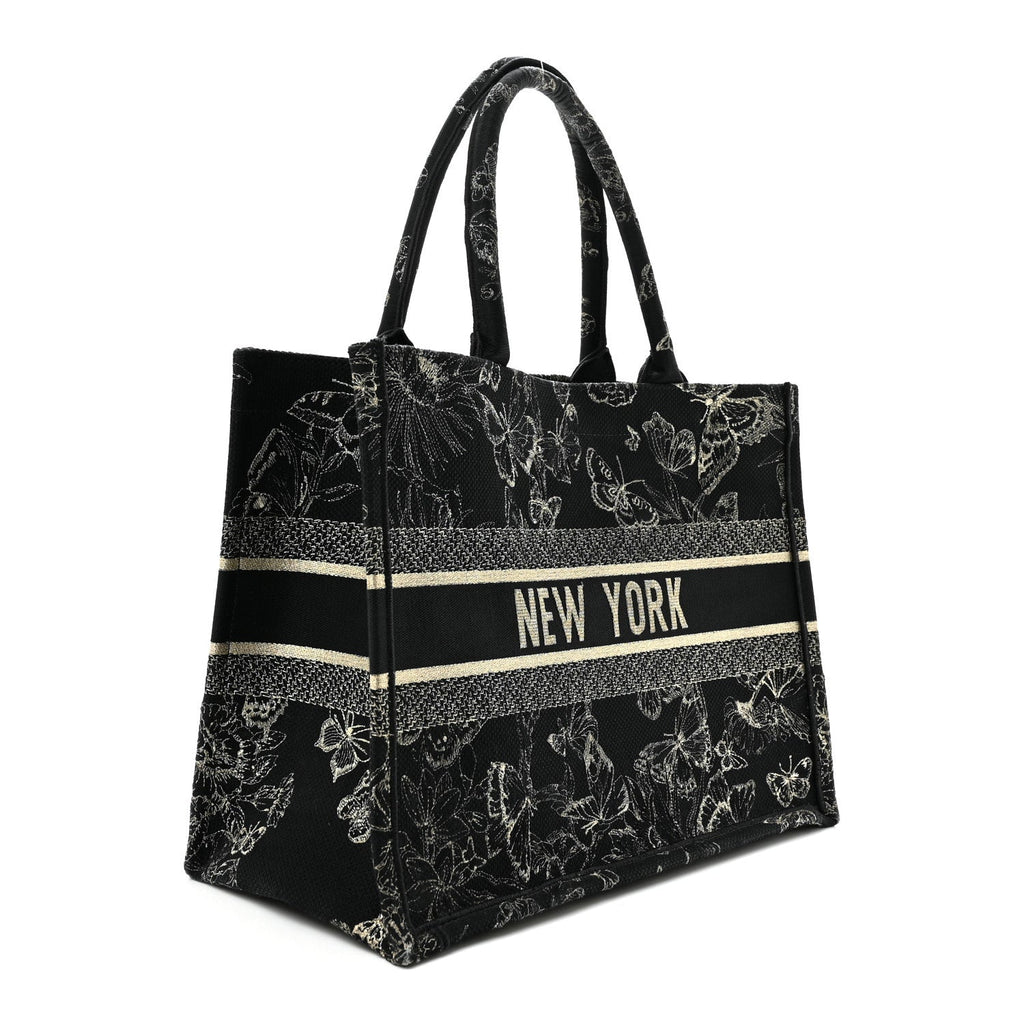 Canvas Embroidered Medium New York Butterfly Book Tote Black £¨ Direct shipment via from wholesalehk.shop