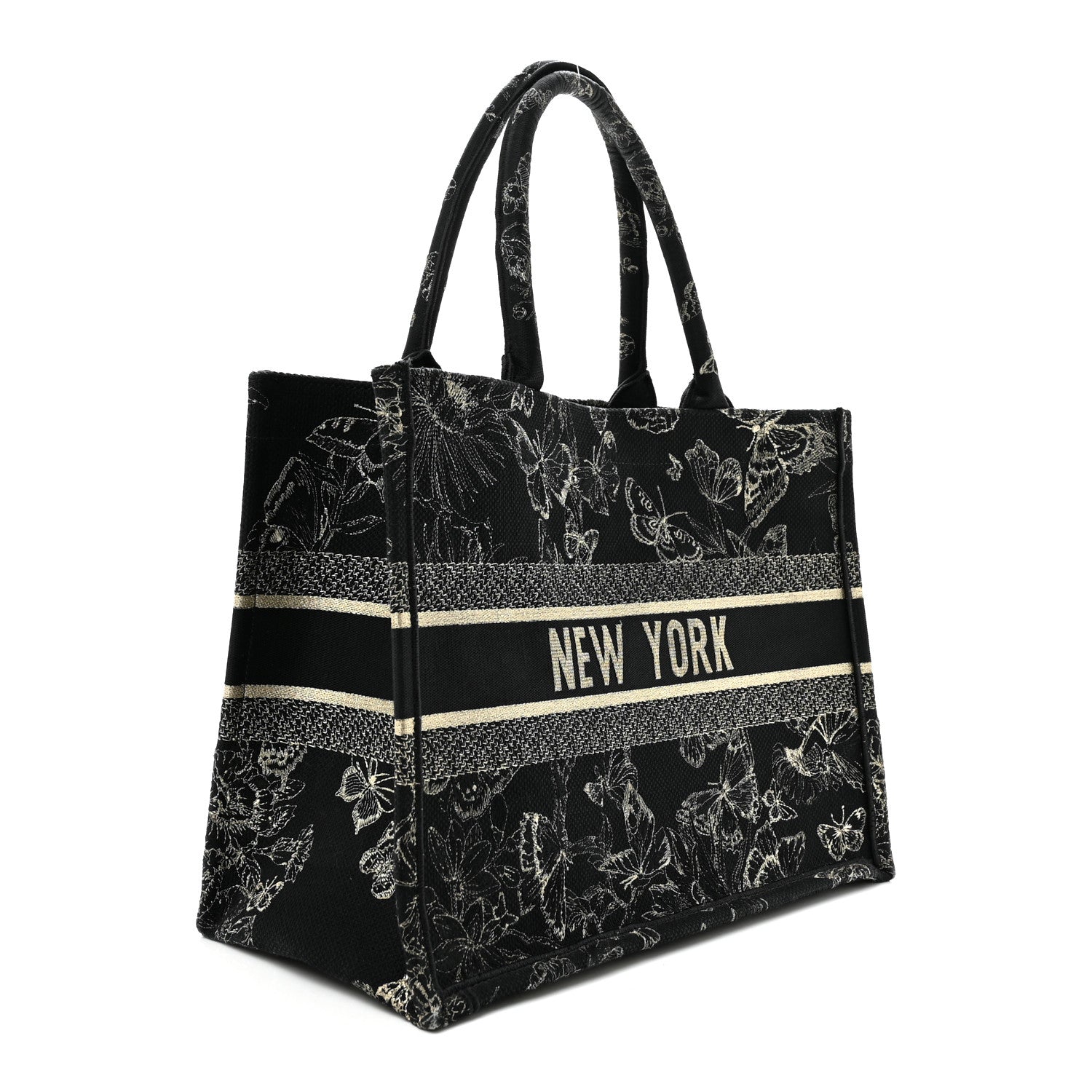 Canvas Embroidered Medium New York Butterfly Book Tote Black £¨ Direct shipment via from wholesalehk.shop