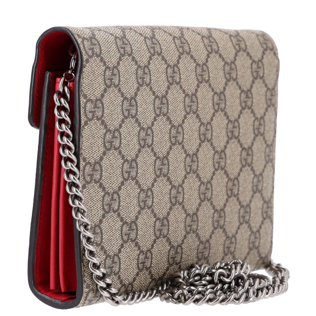 GG Supreme Monogram Mini Dionysus Chain Wallet Beige Vulcanic Red wholesalehk.shop