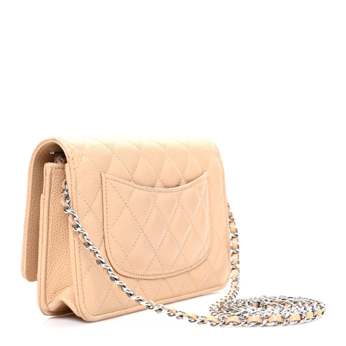 Caviar Quilted Wallet on Chain WOC Beige wholesalehk.shop