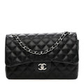 Lambskin Quilted Jumbo Double Flap Black wholesalehk.shop