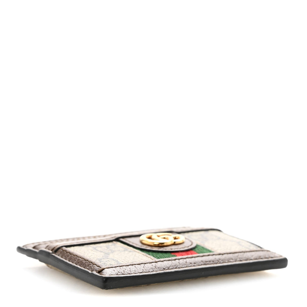 GG Supreme Monogram Textured Dollar Calfskin Ophidia Card Holder Beige Ebony New Acero wholesalehk.shop