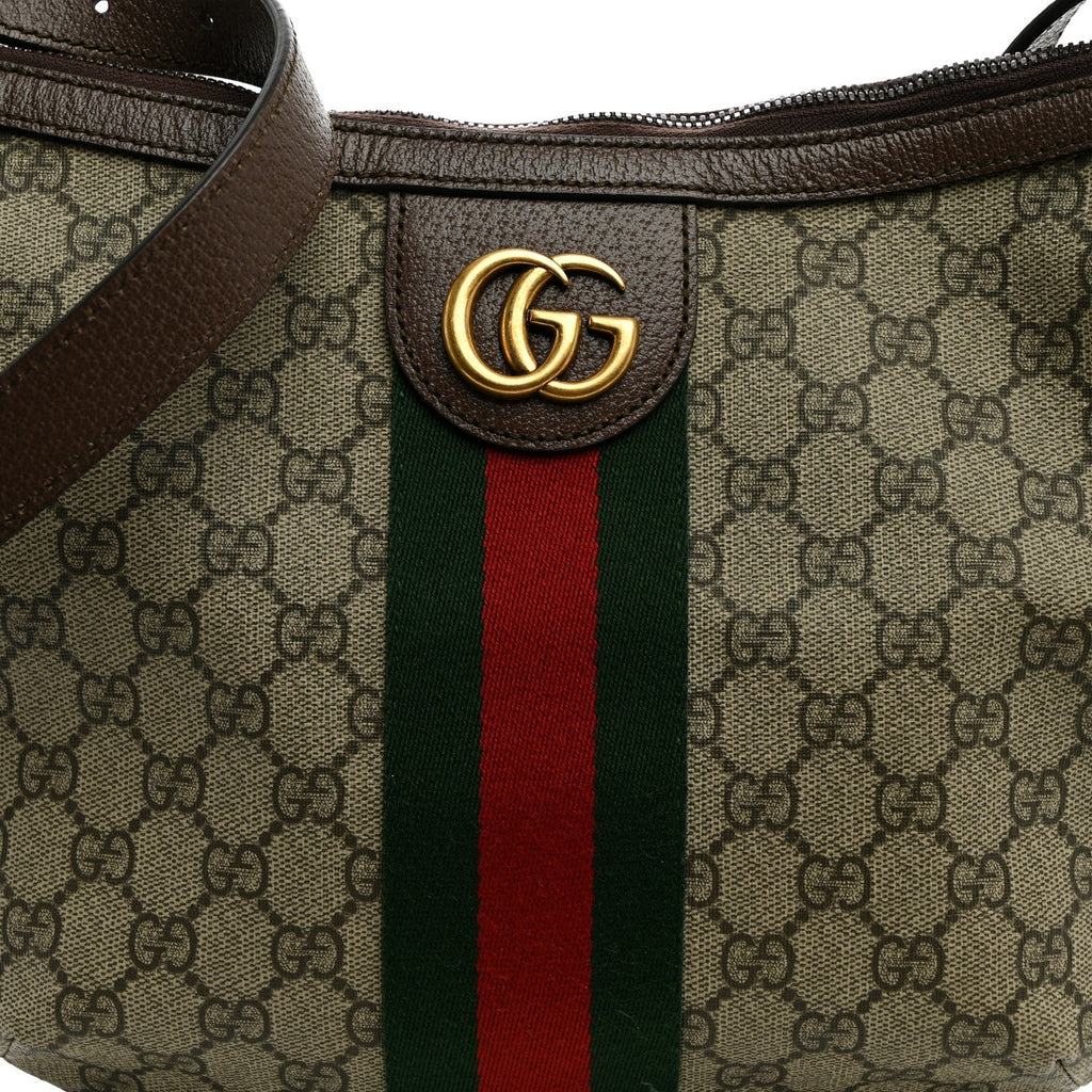 GG Supreme Monogram Web Small Ophidia Half Moon Hobo Brown wholesalehk.shop