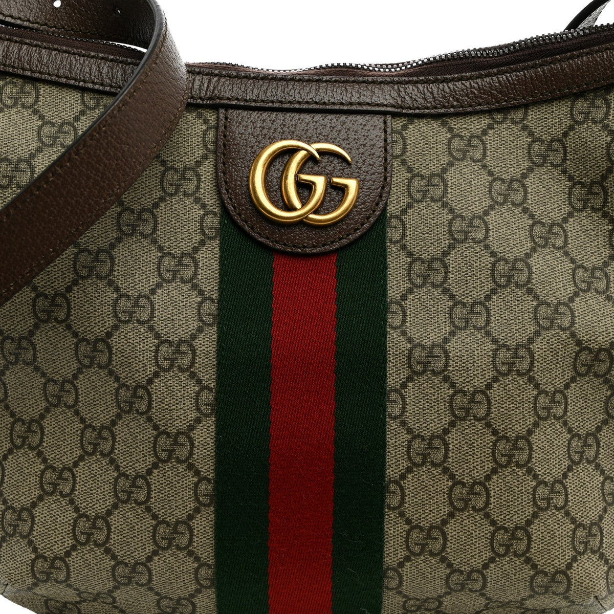 GG Supreme Monogram Web Small Ophidia Half Moon Hobo Brown wholesalehk.shop