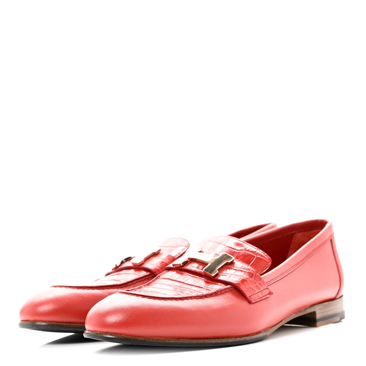 Calfskin Matte Crocodile Womens Paris Loafers 36 Orange Solaire wholesalehk.shop