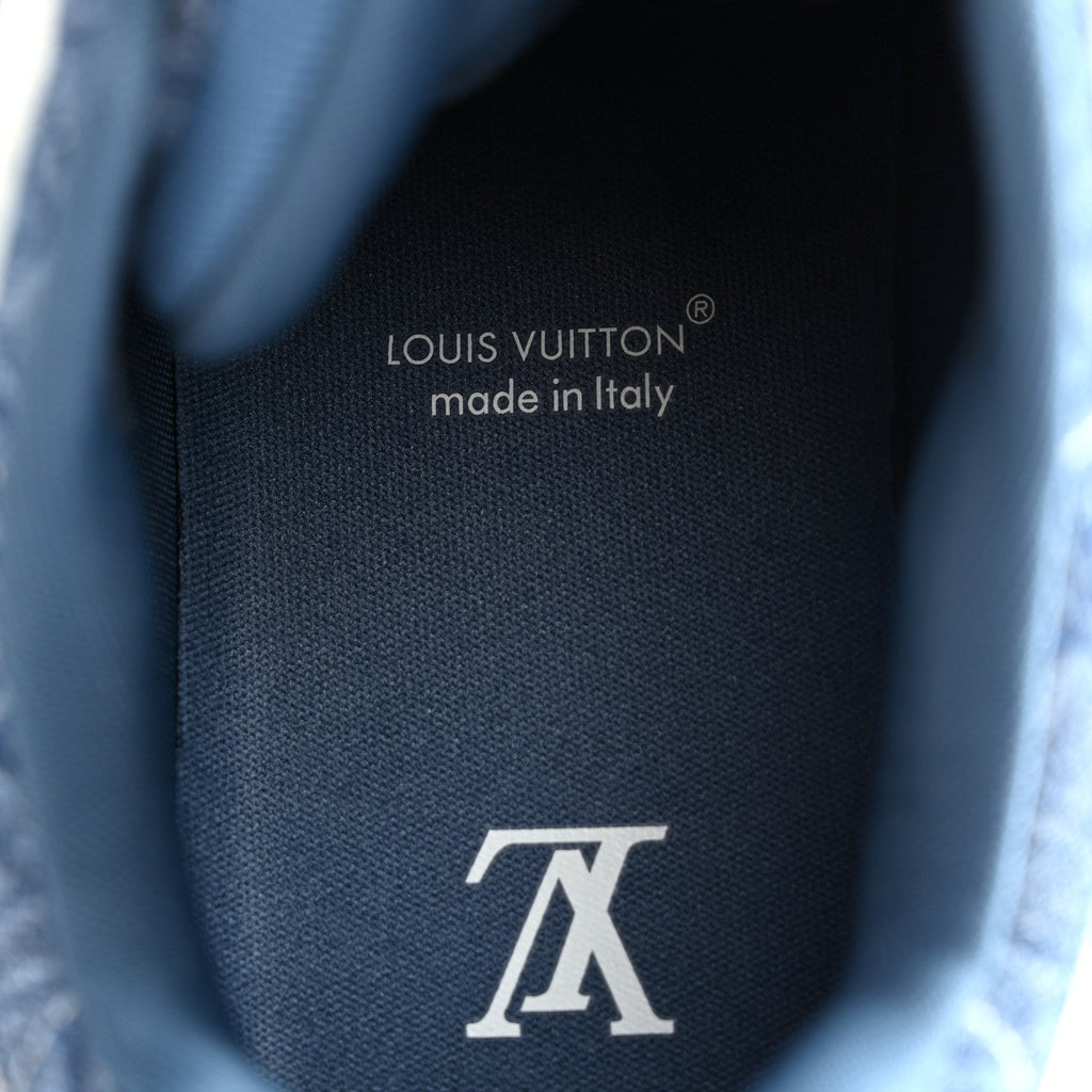 Crocodile Embossed Denim Suede Mens LV Trainer Sneakers 10 Sea Blue £¨ Direct shipment via from wholesalehk.shop