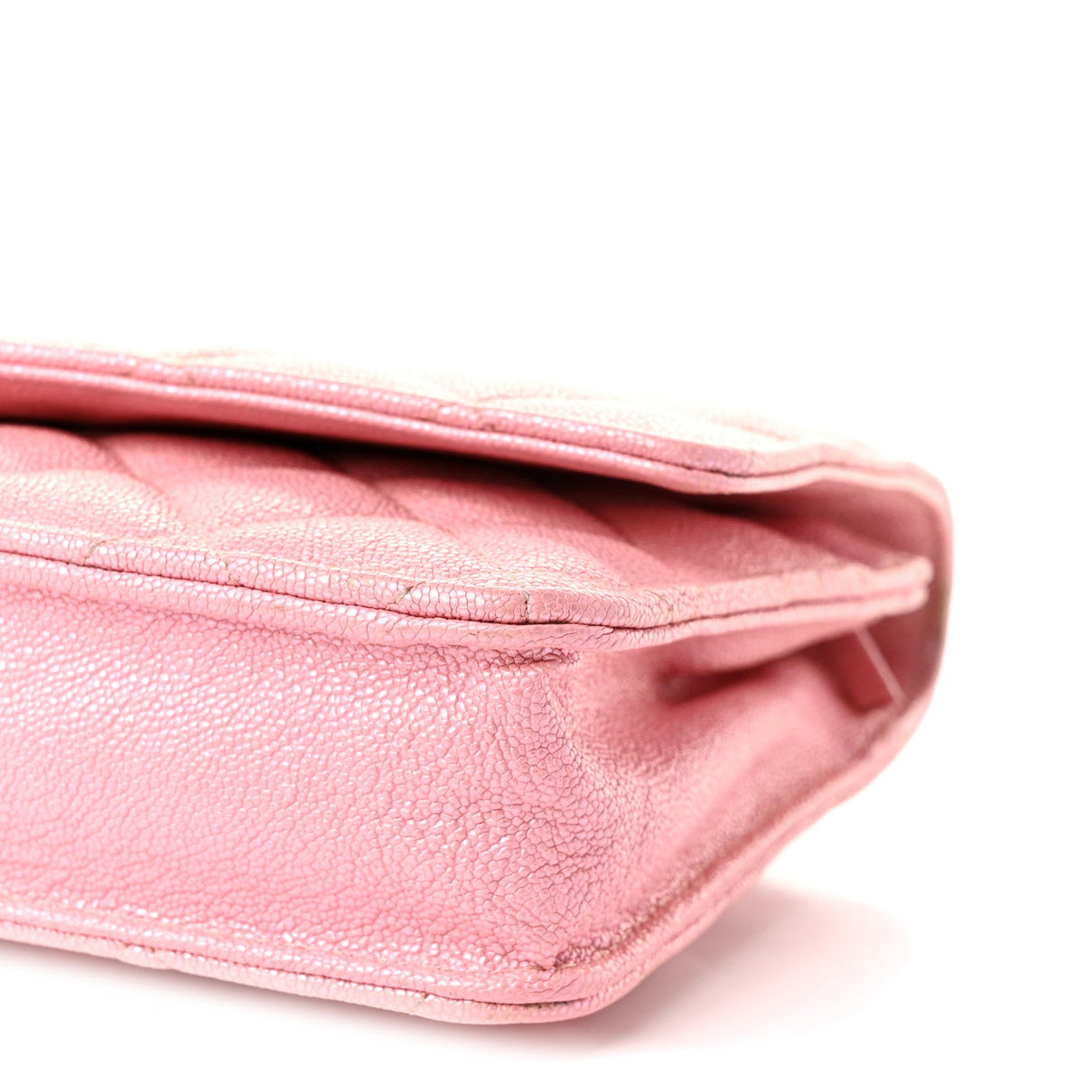 Iridescent Caviar Quilted Wallet on Chain WOC Rose Pink wholesalehk.shop