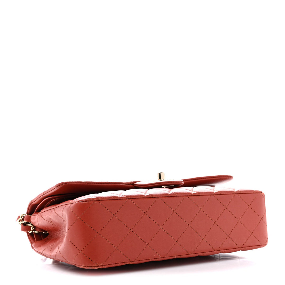 Lambskin Quilted Medium Double Flap Brown wholesalehk.shop
