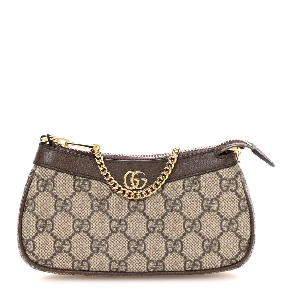GG Supreme Monogram Textured Dollar Calfskin Mini Ophidia Chain Bag Beige Ebony wholesalehk.shop