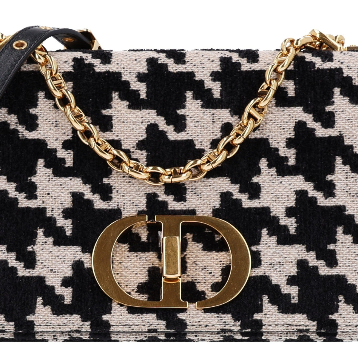 Technical Canvas Macro Houndstooth Medium Caro Bag Black White wholesalehk.shop