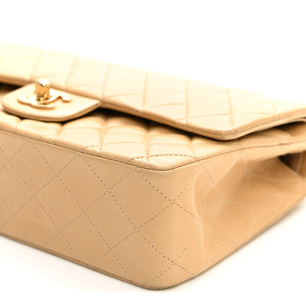 Lambskin Quilted Medium Double Flap Beige wholesalehk.shop