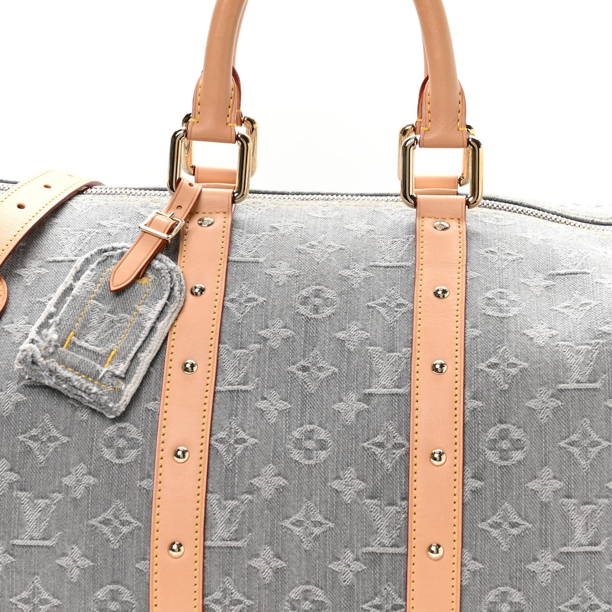 Denim Monogram Studded Keepall Bandouliere 45 Cloudy Grey wholesalehk.shop