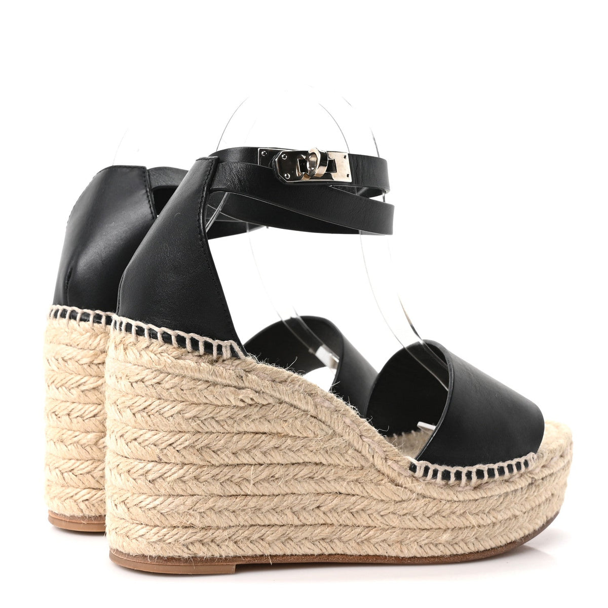 Calfskin Tipoli Espadrille Wedges 38 Black wholesalehk.shop