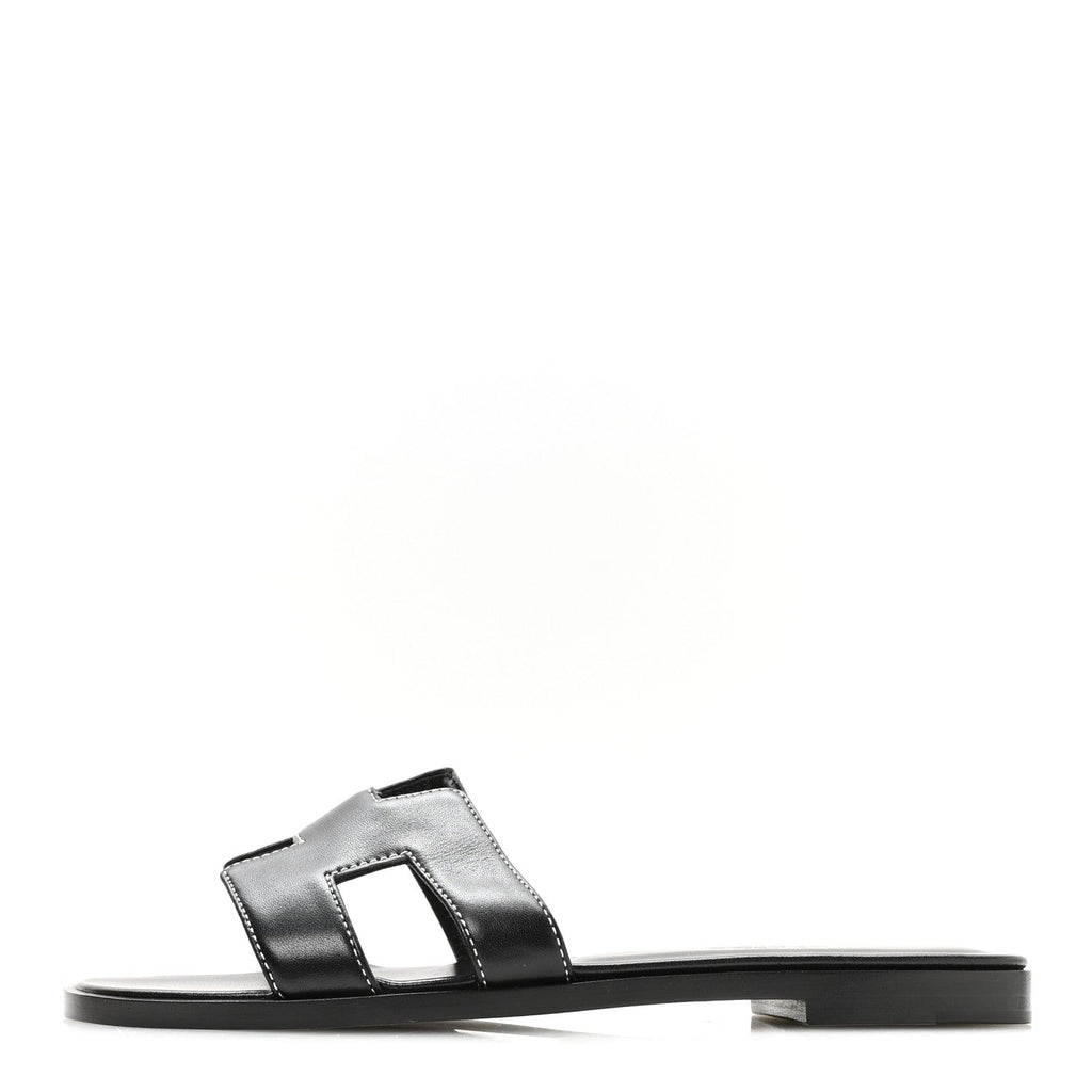 Box Calfskin Oran Sandals 37 Black wholesalehk.shop
