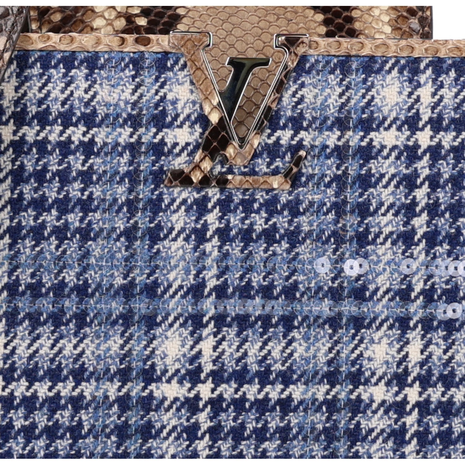 Tweed Sequins Snakeskin Capucines BB Blue £¨ Direct shipment via from wholesalehk.shop
