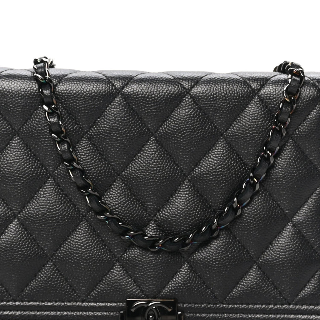 Caviar Quilted Boy Wallet On Chain WOC So Black wholesalehk.shop