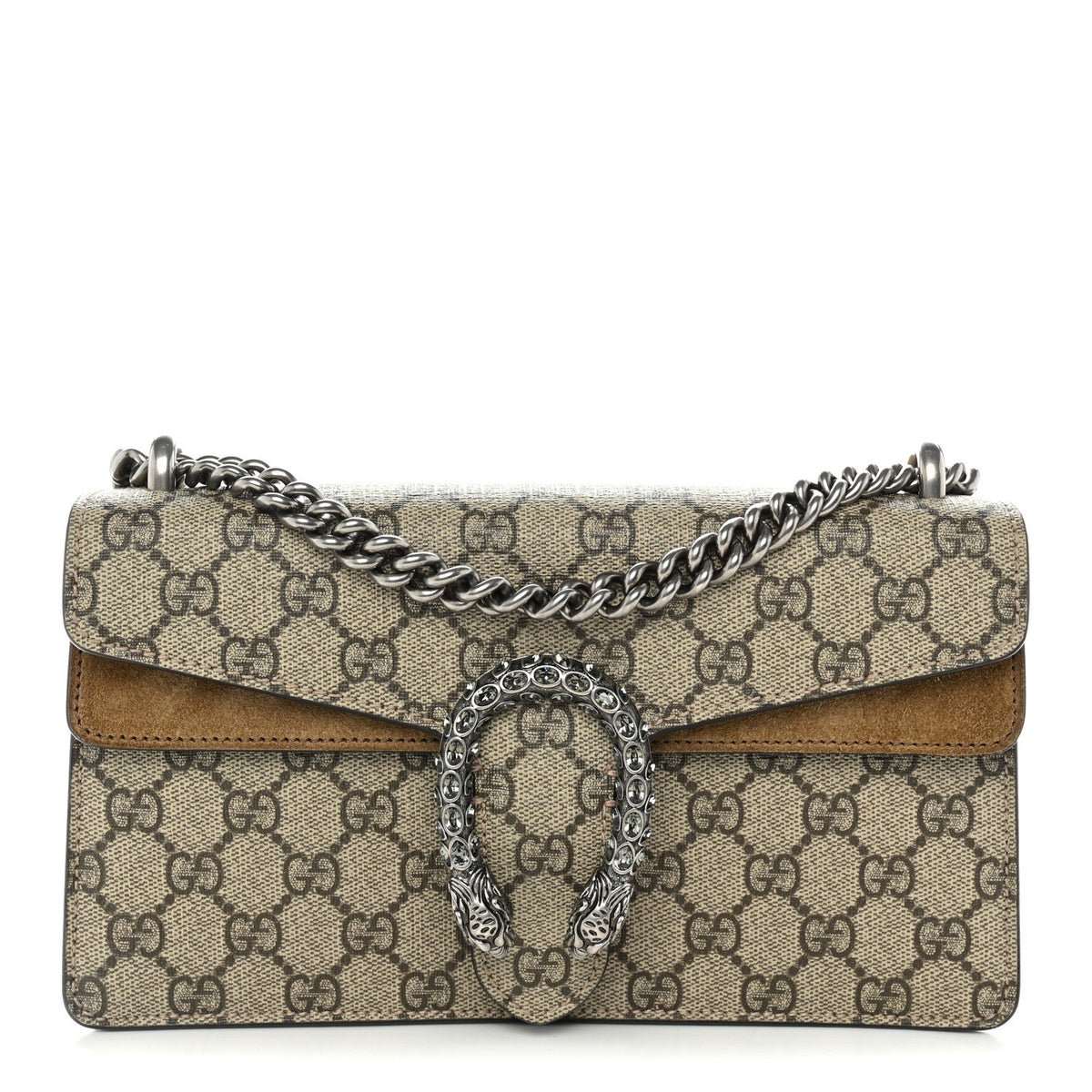 GG Supreme Monogram Suede Crystal Small Dionysus Shoulder Bag Beige Ebony Taupe wholesalehk.shop