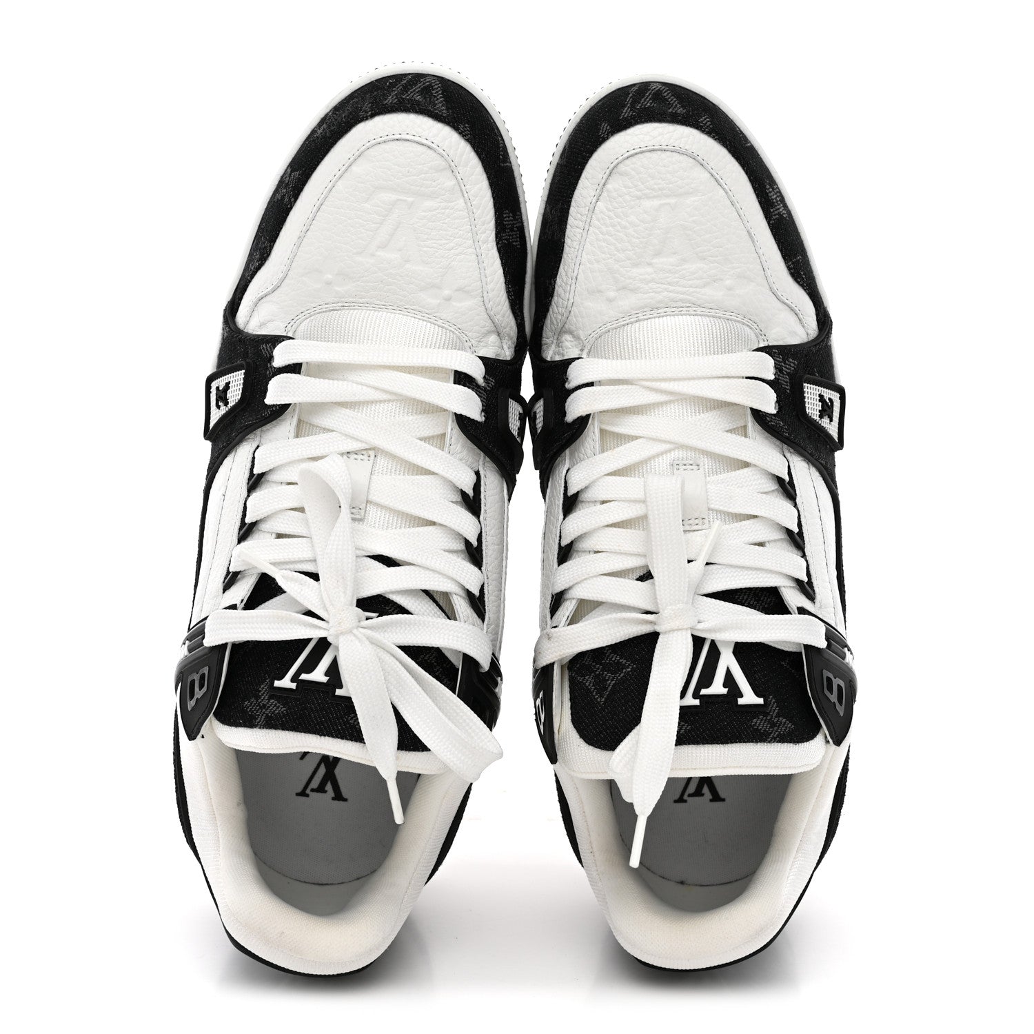 Calfskin Embossed Monogram Denim Mens LV Trainer Sneakers 10 Black £¨ Direct shipment via from wholesalehk.shop