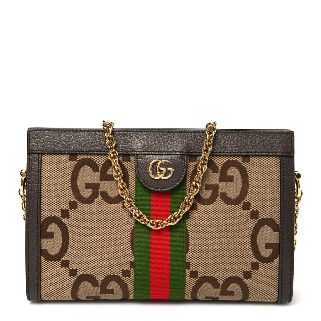 Monogram Jumbo GG Textured Dollar Calfskin Web Small Ophidia Chain Shoulder Bag Camel Ebony New Acero wholesalehk.shop