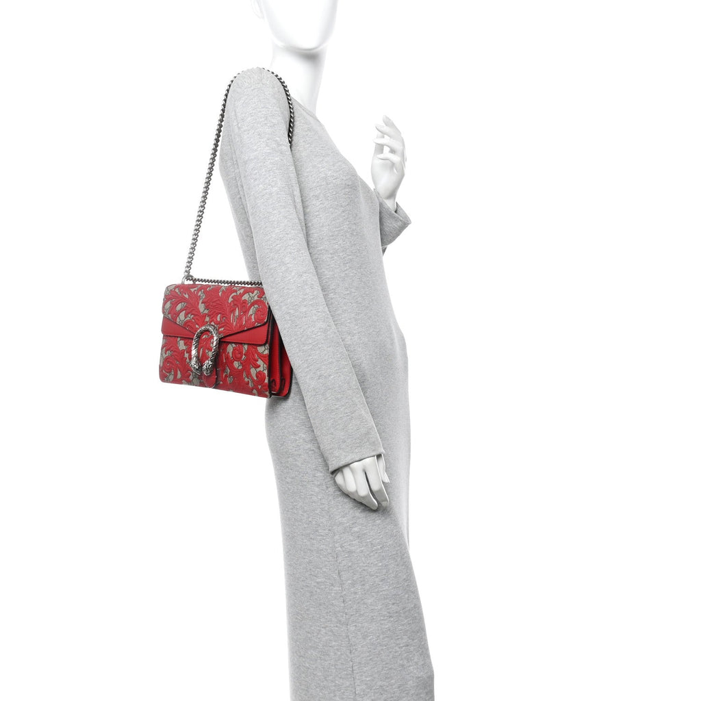 GG Supreme Monogram Arabesque Dionysus Shoulder Bag Hibiscus Red wholesalehk.shop