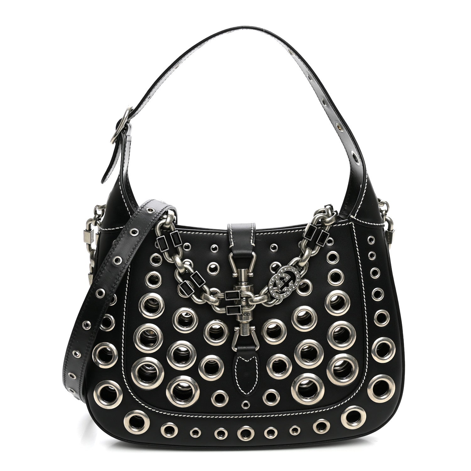 Calfskin Ha Ha Ha Jackie 1961 Eyelet Hobo Black £¨ Direct shipment via from wholesalehk.shop