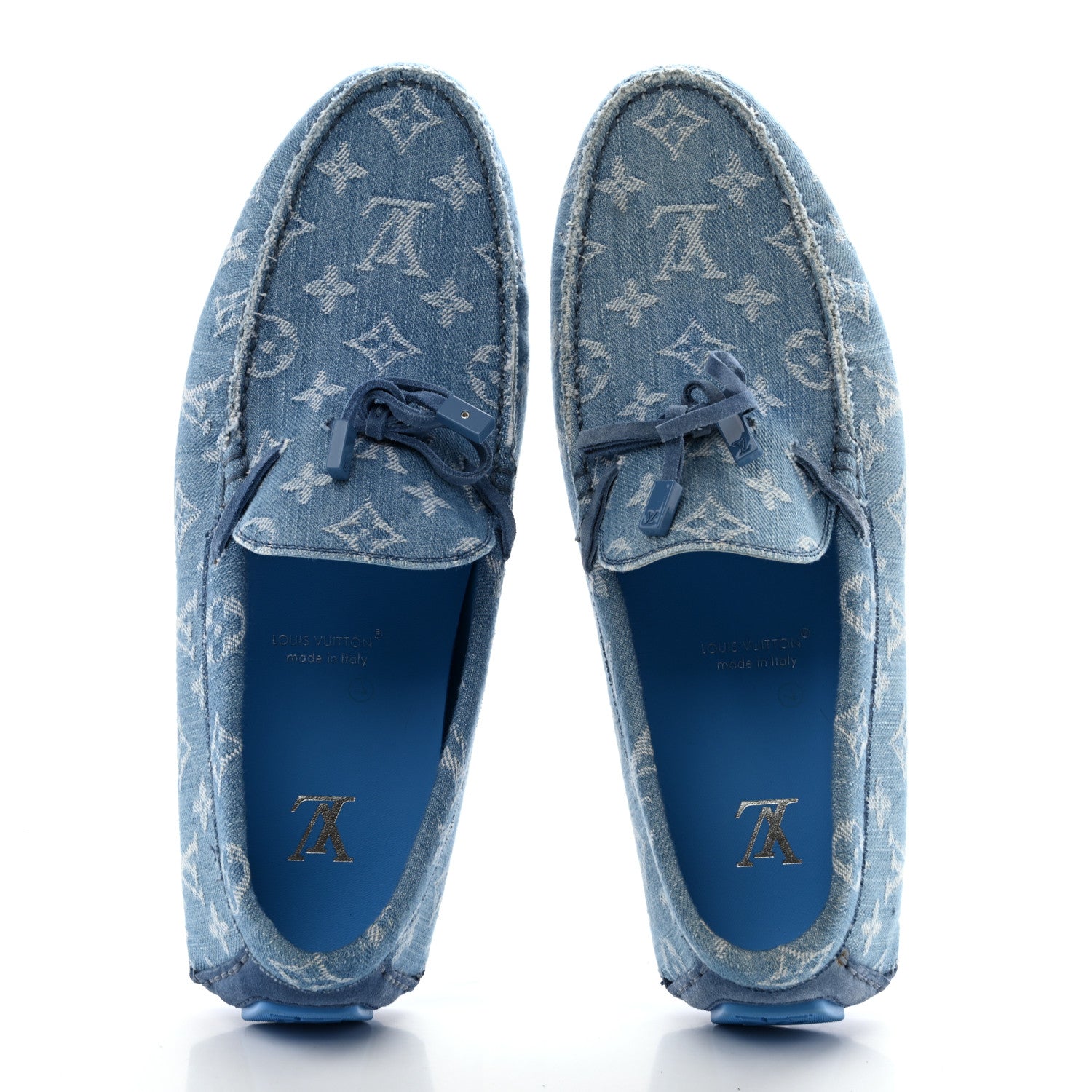 Monogram Denim Mens Driver Moccasin Loafers 8 Blue £¨ Direct shipment via from wholesalehk.shop