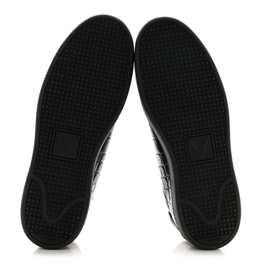 Calfskin Crocodile Embossed Frontrow Mens Sneakers 8 Black £¨ Direct shipment via from wholesalehk.shop