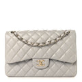 Caviar Quilted Jumbo Double Flap Grey wholesalehk.shop