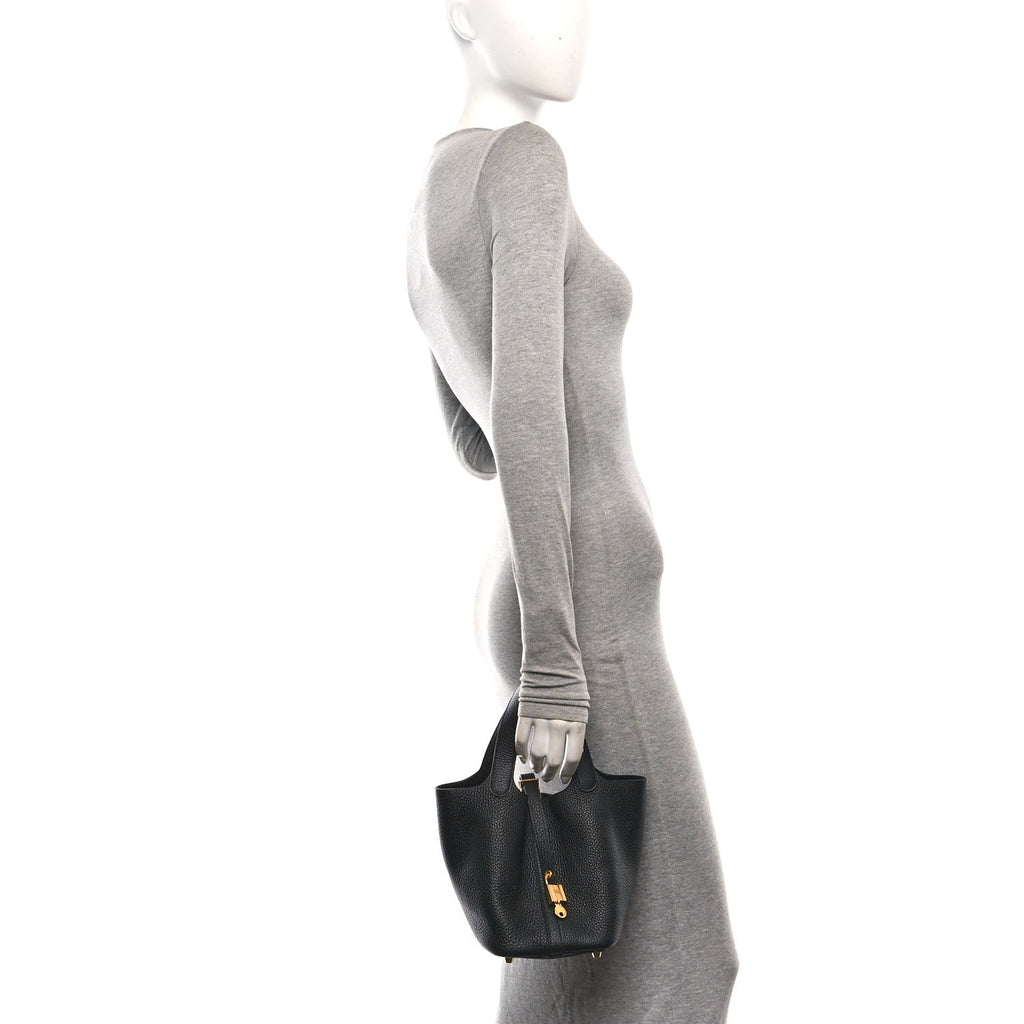 Taurillon Clemence Picotin Lock 18 PM Black £¨ Direct shipment via from wholesalehk.shop