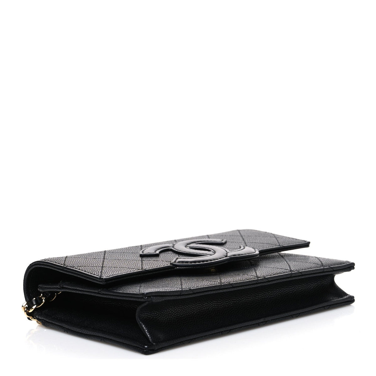 Shiny Caviar Lambskin Quilted CC Neo Filigree Wallet on Chain WOC Black wholesalehk.shop