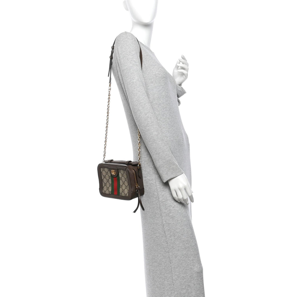 GG Supreme Monogram Mini Ophidia Top Handle Shoulder Bag Brown wholesalehk.shop
