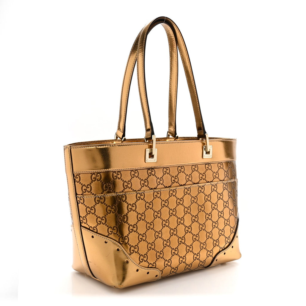 Metallic Guccissima Large Punch Tote Bronze £¨ Direct shipment via from wholesalehk.shop