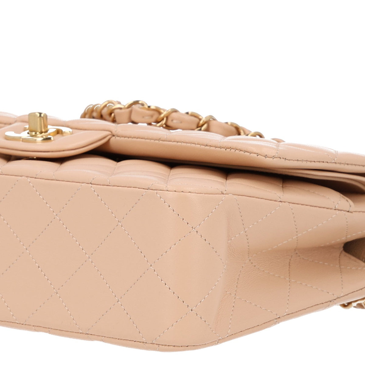 Lambskin Quilted Medium Double Flap Beige wholesalehk.shop
