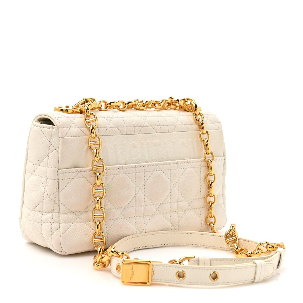 Grained Calfskin Cannage Small Caro Bag White wholesalehk.shop