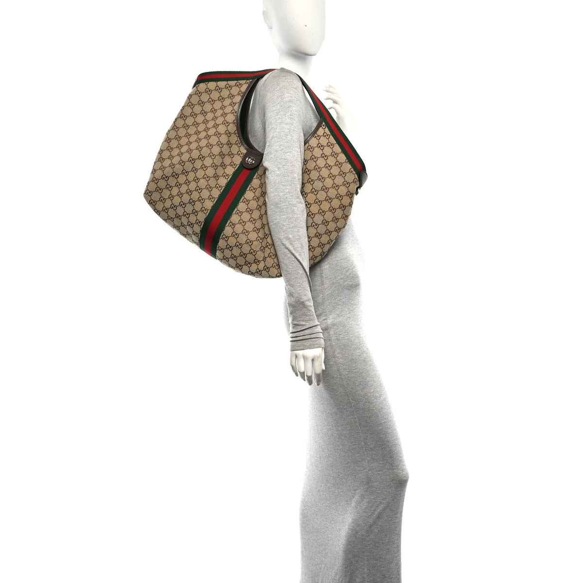 GG Monogram Web Large Giglio Tote Beige Brown wholesalehk.shop