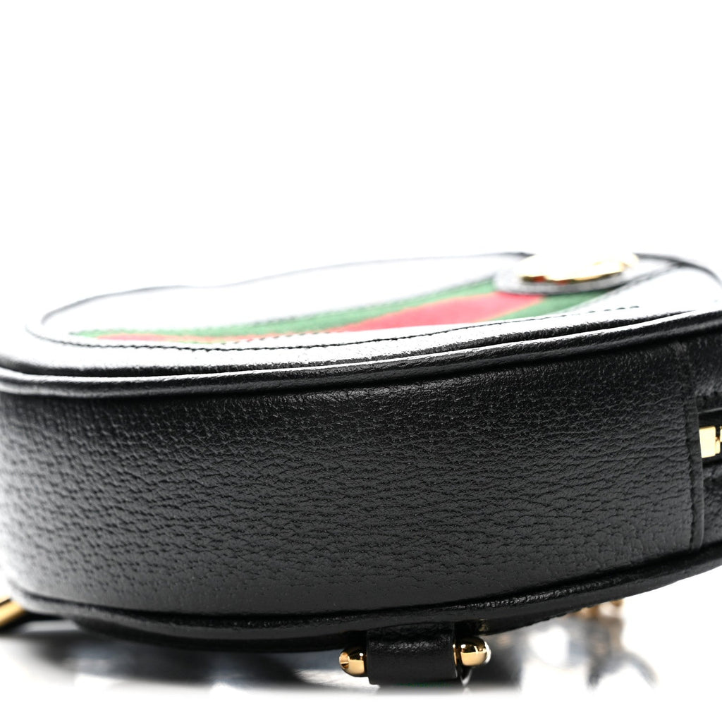 Grained Calfskin Web Mini Ophidia Round Shoulder Bag Black wholesalehk.shop