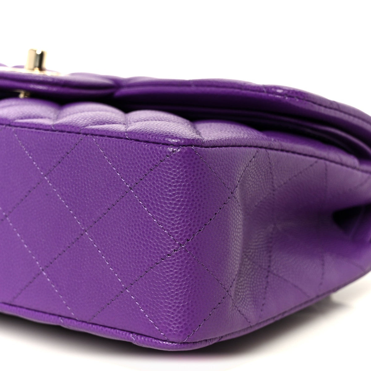 Caviar Quilted Small Double Flap Purple wholesalehk.shop