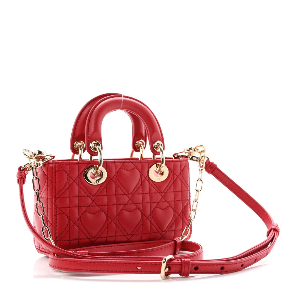 Lambskin Cannage Dioramour Micro Lady D-Joy Red wholesalehk.shop