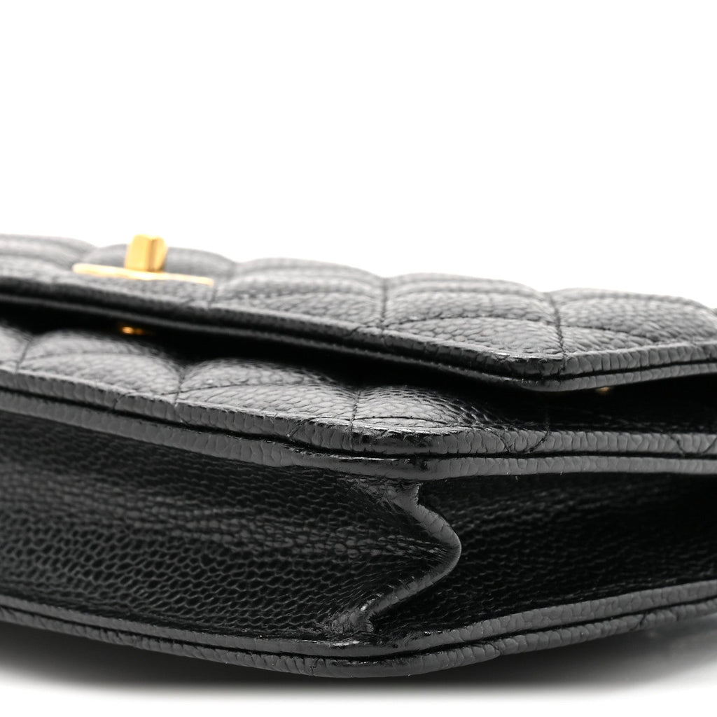 Caviar Quilted CC Turnlock Wallet On Chain WOC Black wholesalehk.shop